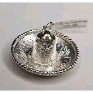 Vintage Mexico Sombrero Mariachi Silver 925 Pendant Charm Plata Eagle Mexican